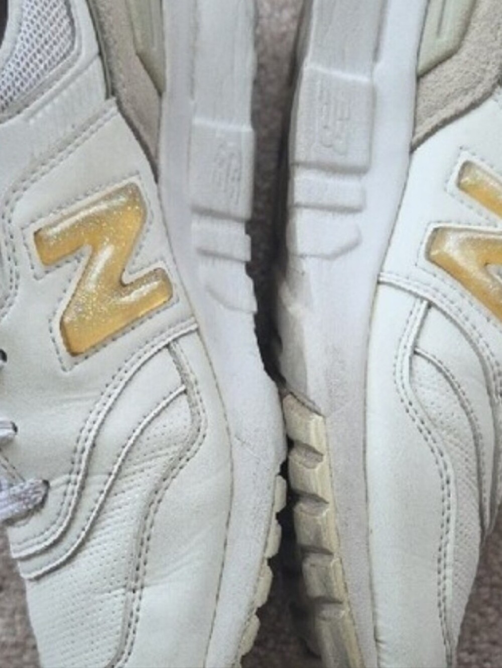 New Balance 997 White Leather Sneakers Gel Sparkle 'N' Womens Size 8 - Picture 8 of 8